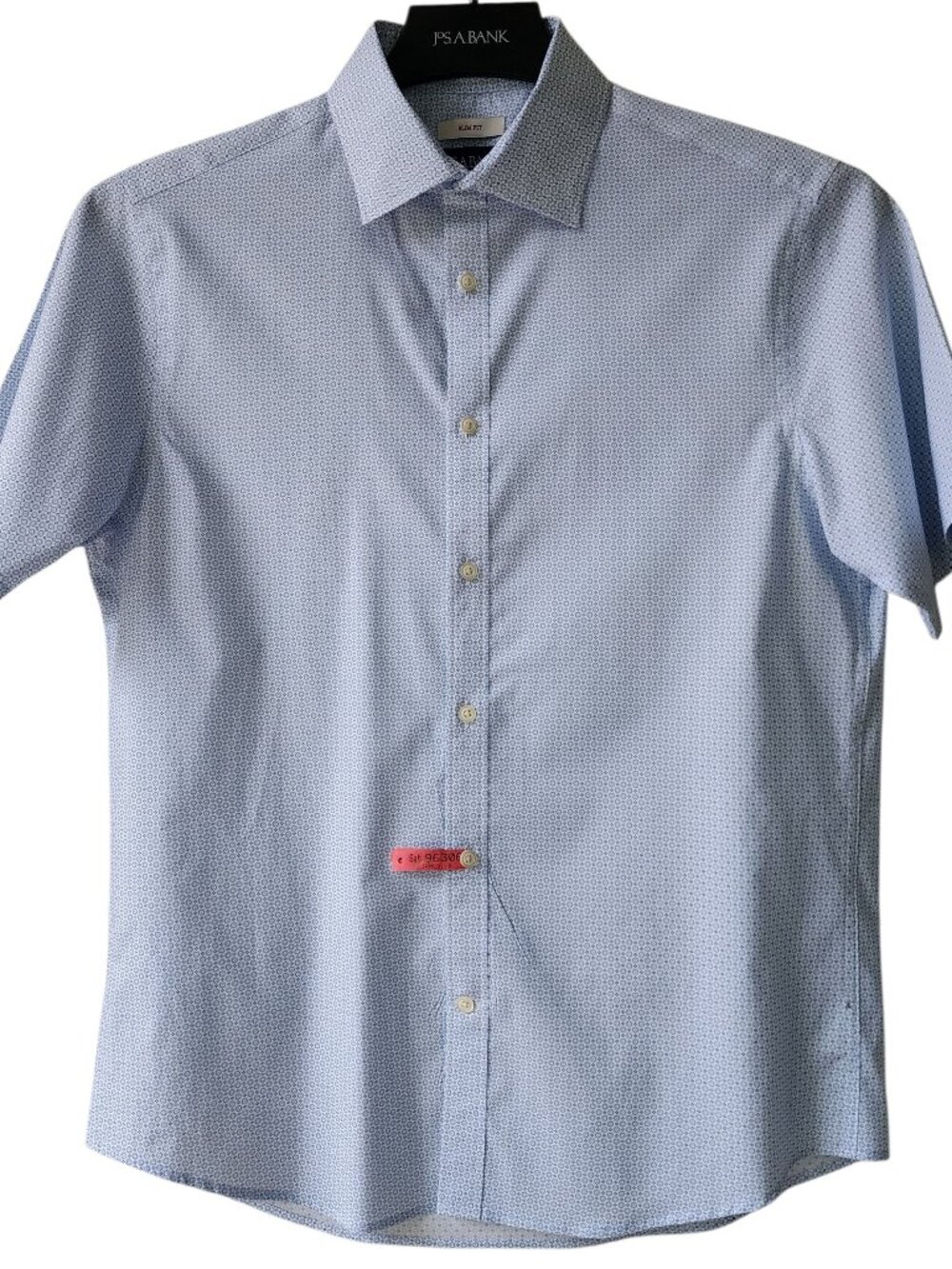 Medium Multicolor Shirt Slim Fit Blue Jos A Bank Short Sleeve Casual Geometric M